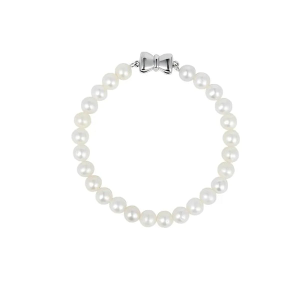 OSM Pearl Bracelet with Silver Bow Accent S925