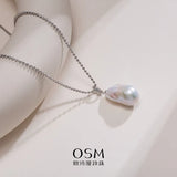 OSM White Pearl Necklace 13–15mm Irregular, S925 Silver