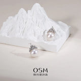 OSM Round Silvery Earrings 11–12mm – 925 Silver with Cubic Zirconia