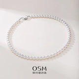 OSM White Pearl Necklace – 7–8mm Circular, S925 Silver