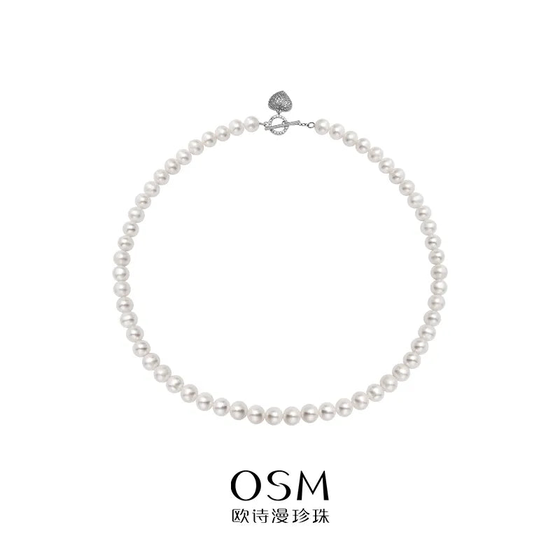 OSM Pearl Necklace 7–8 mm with S925 Sterling Silver Clasp