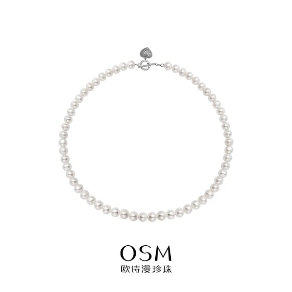 OSM Pearl Necklace 7–8 mm with S925 Sterling Silver Clasp