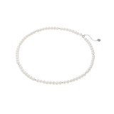 OSM White Pearl Necklace 5–6mm Near-Round, S925 Silver, Heart Extension Chain
