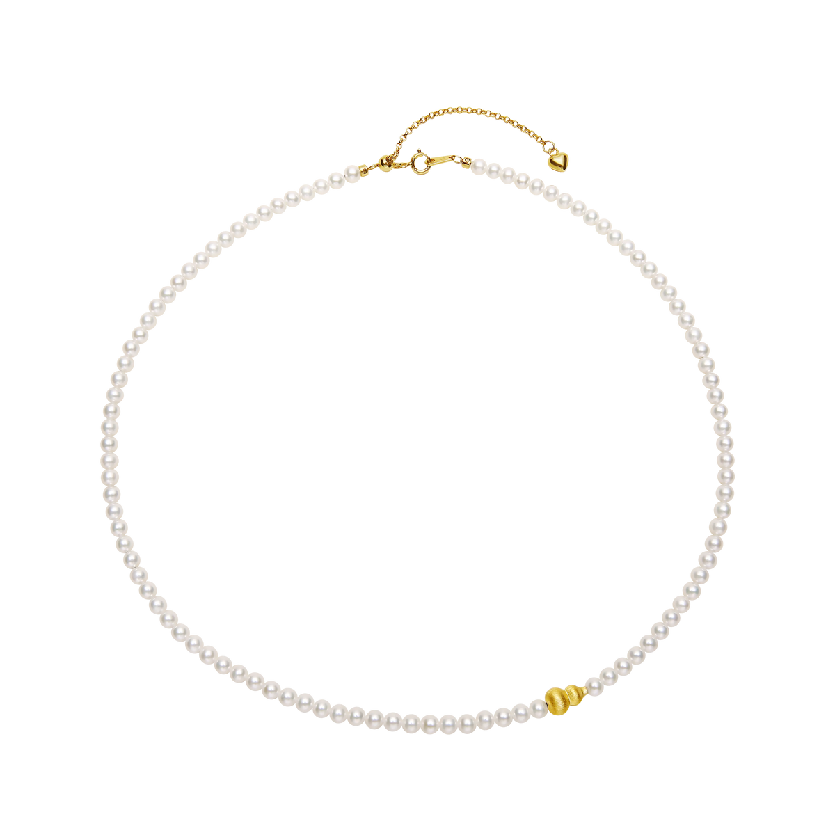 OSM Pearl Necklace 3–4 mm 925 Silver / Gold Accents
