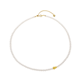 OSM Pearl Necklace 3–4 mm 925 Silver / Gold Accents