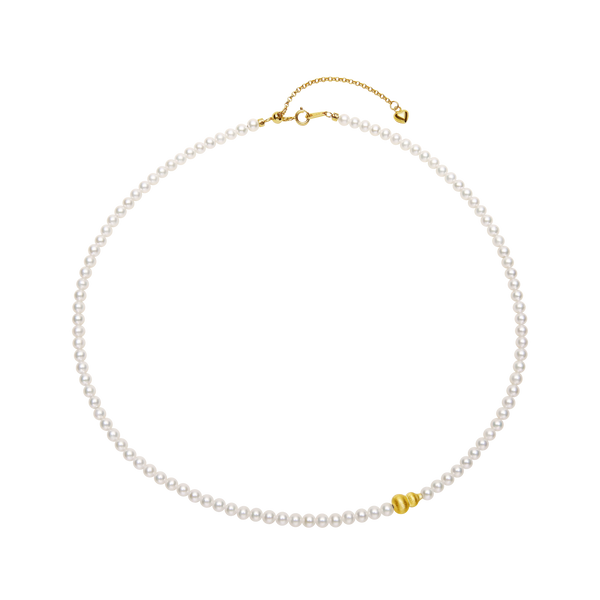 OSM Pearl Necklace 3–4 mm 925 Silver / Gold Accents