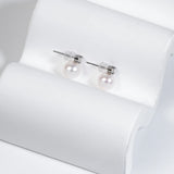 OSM Round Silvery White Earrings 8–9mm – S925 Silver