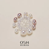 OSM Multicolor Flat Round Earrings 5–9mm – Silvery White, S925 Silver