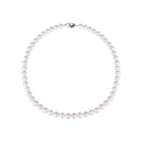 OSM White Pearl Necklace – 8–9mm Near-Round, S925 Sterling Silver Clasp