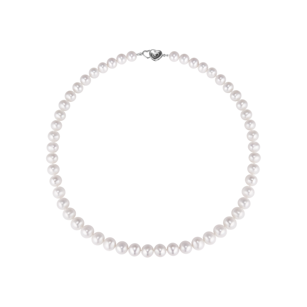 OSM White Pearl Necklace – 8–9mm Near-Round, S925 Sterling Silver Clasp