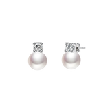 OSM Round Silvery White Earrings 8–9mm – S925 Silver