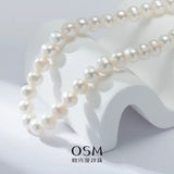 OSM White Pearl Necklace – 7–8mm Near-Circular, Gold Clasp