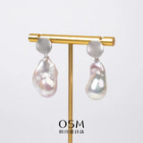 OSM Pearl Earrings 13–15mm White, S925 Silver