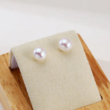 OSM Flat Round Silvery White Earrings 7–8mm S925 Silver