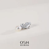 OSM Oval Silvery White Earrings 7–8mm – S925 Silver