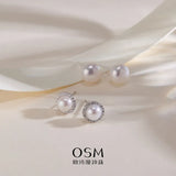 OSM Set of 4 Flat Round Silvery White Earrings 6–9mm S925 Silver
