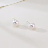OSM Flat Round Silvery White Earrings 7–8mm S925 Silver