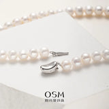 OSM White Pearl Necklace – 8–9mm Near-Circular, Silvery White
