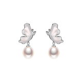 OSM Oval Silvery White Earrings 7–8mm – S925 Silver