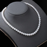 OSM White Pearl Necklace – 7–8mm Circular, S925 Silver
