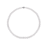 OSM White Pearl Necklace – 8–9mm Near-Circular, Silvery White