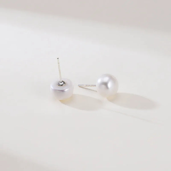 OSM Flat Round Silvery White Earrings 10–11mm – S925 Silver