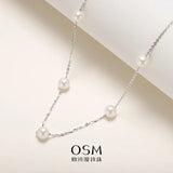 OSM White Pearl Necklace 6–7 mm 925 Silver