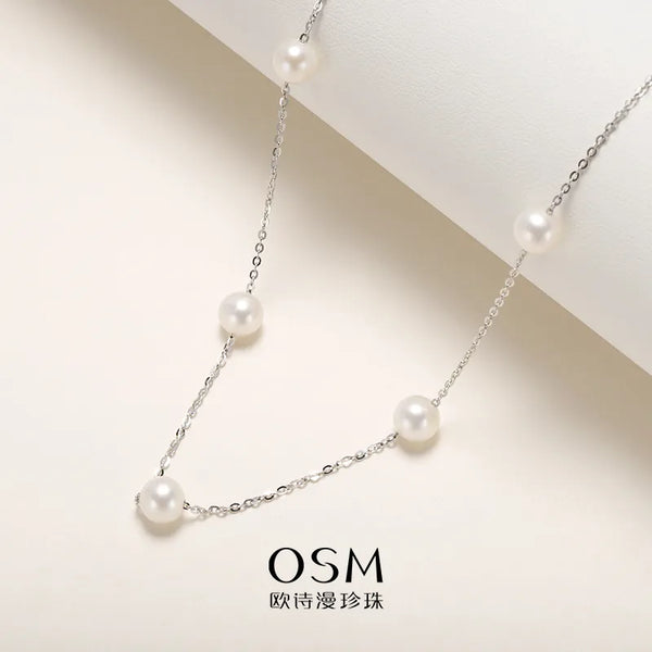 OSM White Pearl Necklace 6–7 mm 925 Silver