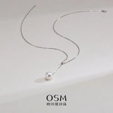 OSM Teardrop White Pearl Necklace 10–11mm, S925 Silver