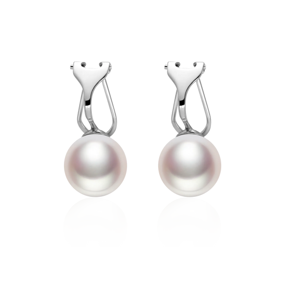 OSM Round Silvery White Earrings 10–11mm – S925 Silver