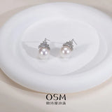 OSM Round Silvery Earrings 11–12mm – 925 Silver with Cubic Zirconia