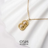 OSM Pearl Necklace 6–7 mm Flat Round 925 Silver / Gold Accents