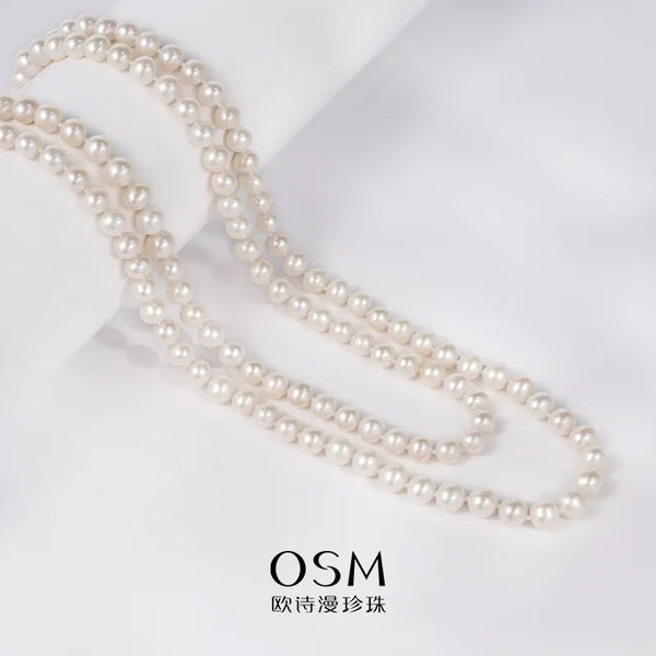 OSM Pearl Necklace 7–8 mm, 120 cm with Gold Alloy Clasp