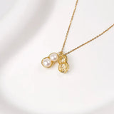 OSM Pearl Necklace 6–7 mm Flat Round 925 Silver / Gold Accents