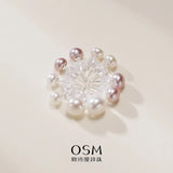 OSM Multicolor Flat Round Earrings 5–9mm – Silvery White, S925 Silver