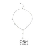 OSM White Pearl Necklace 5–8mm Mixed Shape, S925 Silver