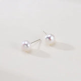OSM Flat Round Silvery White Earrings 7–8mm S925 Silver