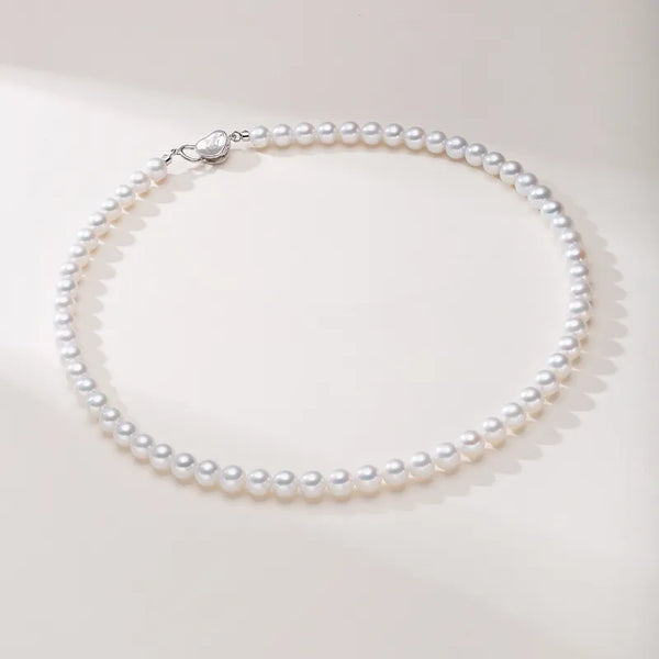 OSM White Pearl Necklace – 7–8mm Circular, S925 Silver