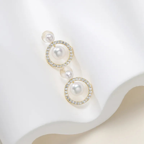 OSM Flat Round Earrings 4–7mm Gold Tone S925 Silver with Cubic Zirconia