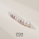 OSM Multicolor Flat Round Earrings 5–9mm – Silvery White, S925 Silver