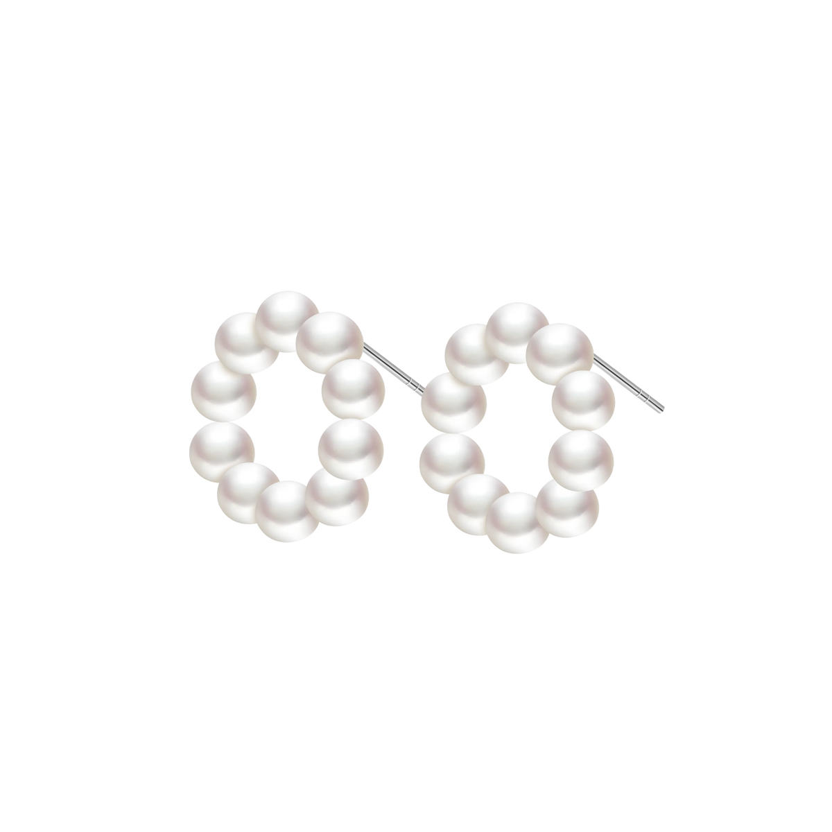 OSM Near-Circle Silvery White Earrings 5–6mm – S925 Silver