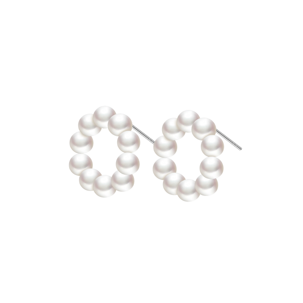 OSM Near-Circle Silvery White Earrings 5–6mm – S925 Silver