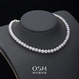 OSM White Pearl Necklace – 6–7mm Near-Round, Gold Clasp