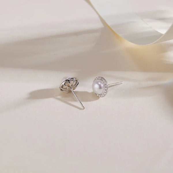 OSM Set of 4 Flat Round Silvery White Earrings 6–9mm S925 Silver
