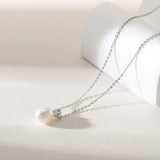 OSM Teardrop White Pearl Necklace 8–9mm, S925 Silver