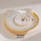 OSM White Pearl Necklace – 8–9mm Near-Round, S925 Sterling Silver Clasp