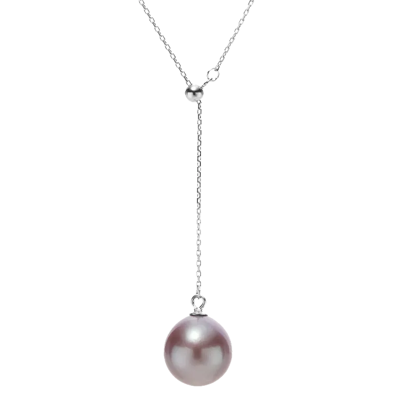 OSM Purple Pearl Necklace 11–12mm Round, S925 Silver