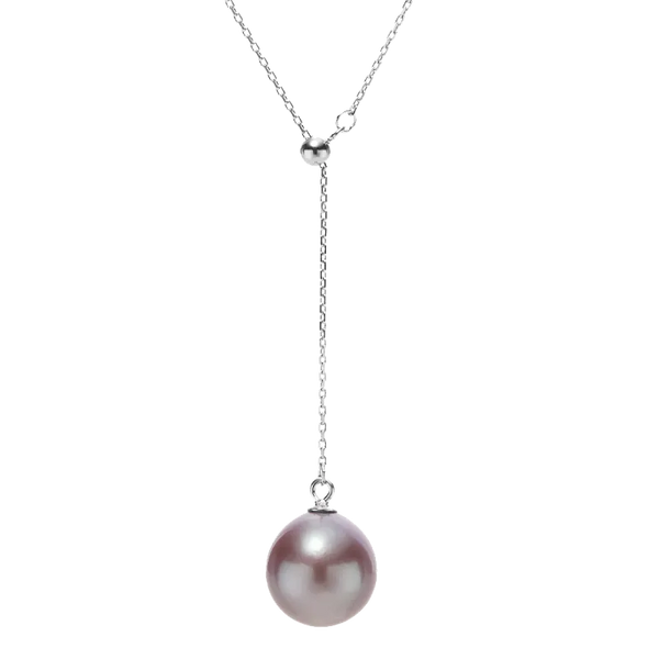 OSM Purple Pearl Necklace 11–12mm Round, S925 Silver