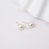 OSM White Seedless Pearl Earrings 8–9mm Round, S925 Silver