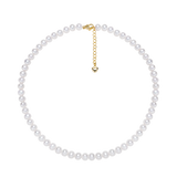 OSM White Pearl Necklace – 6–7mm Near-Round, Gold Clasp